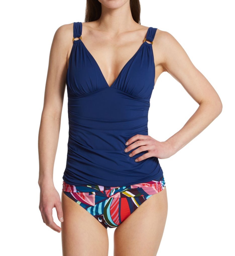 Bleu Rod Beattie Womens Draped Ring Front Bandeau Tankini Top