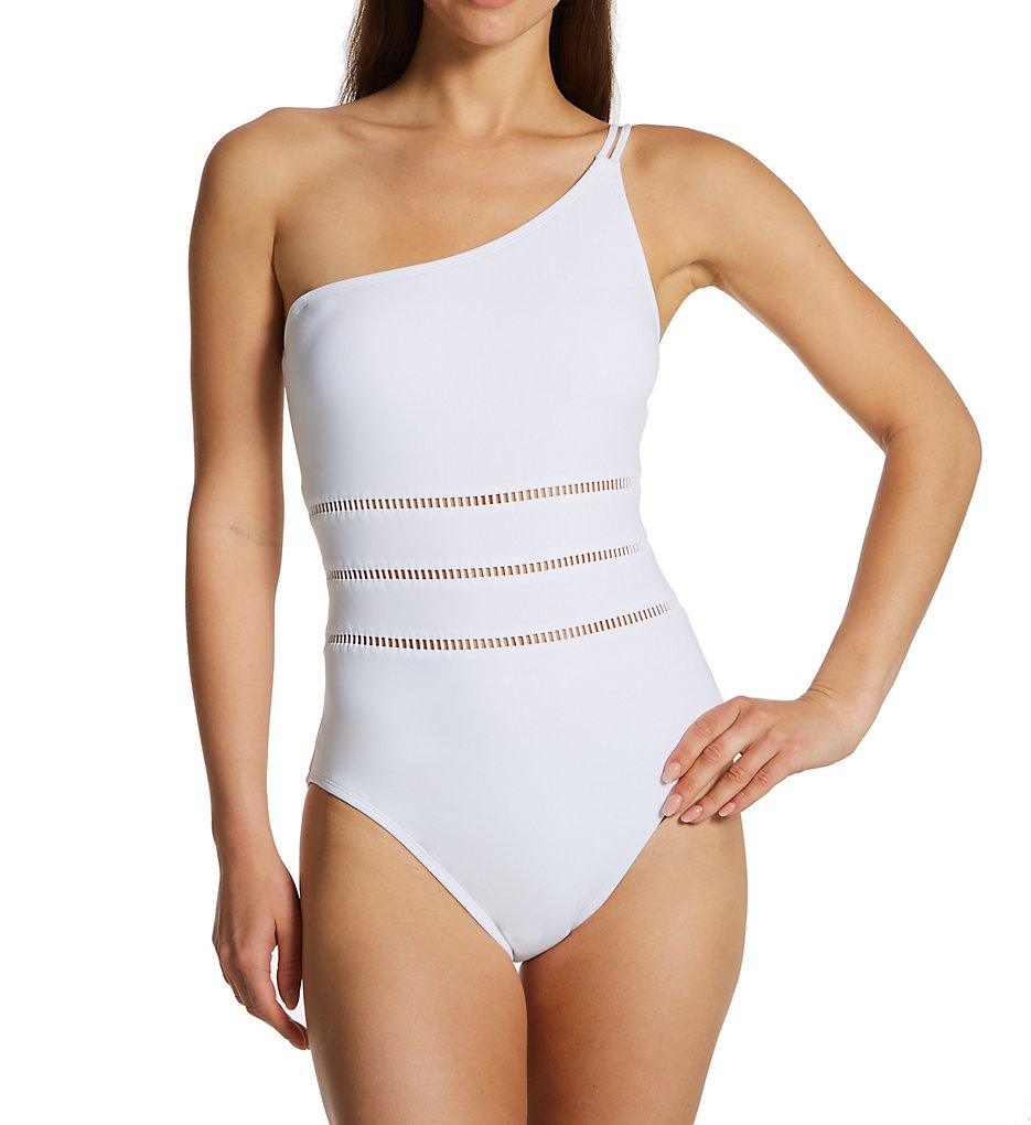 BLEU ROD BEATTIE BEHIND THE SEAMS One Shoulder One-piece Swimsuit - White
