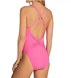 Beachy Keen Plunge X-Back Mio One Piece Swimsuit Beverly Hills Pink 6
