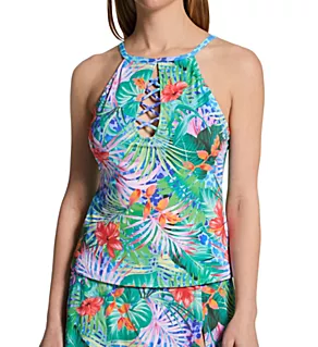 Tropical Flight High Neck Tankini Swim Top Multi 4