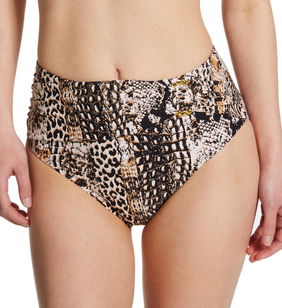 Walk On The Wild Side Draped Hi Waist Swim Bottom