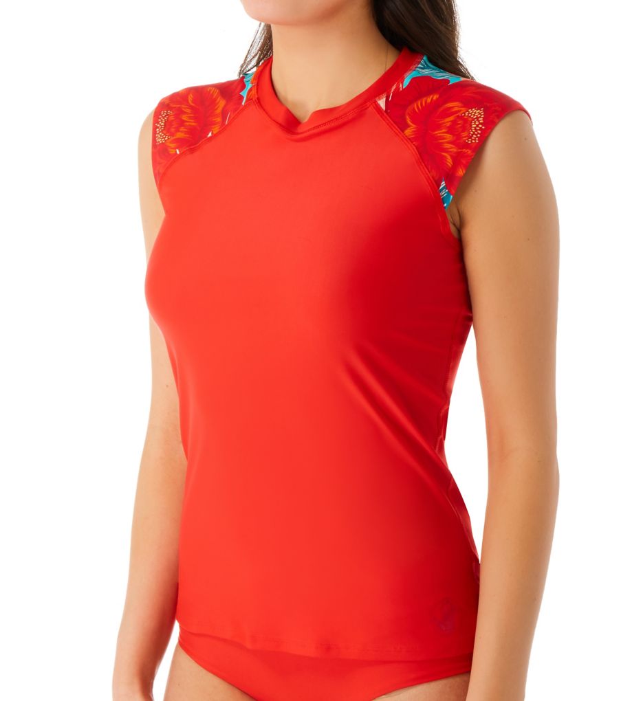 Allure Exhale Cap Sleeve Rash Guard Swim Top