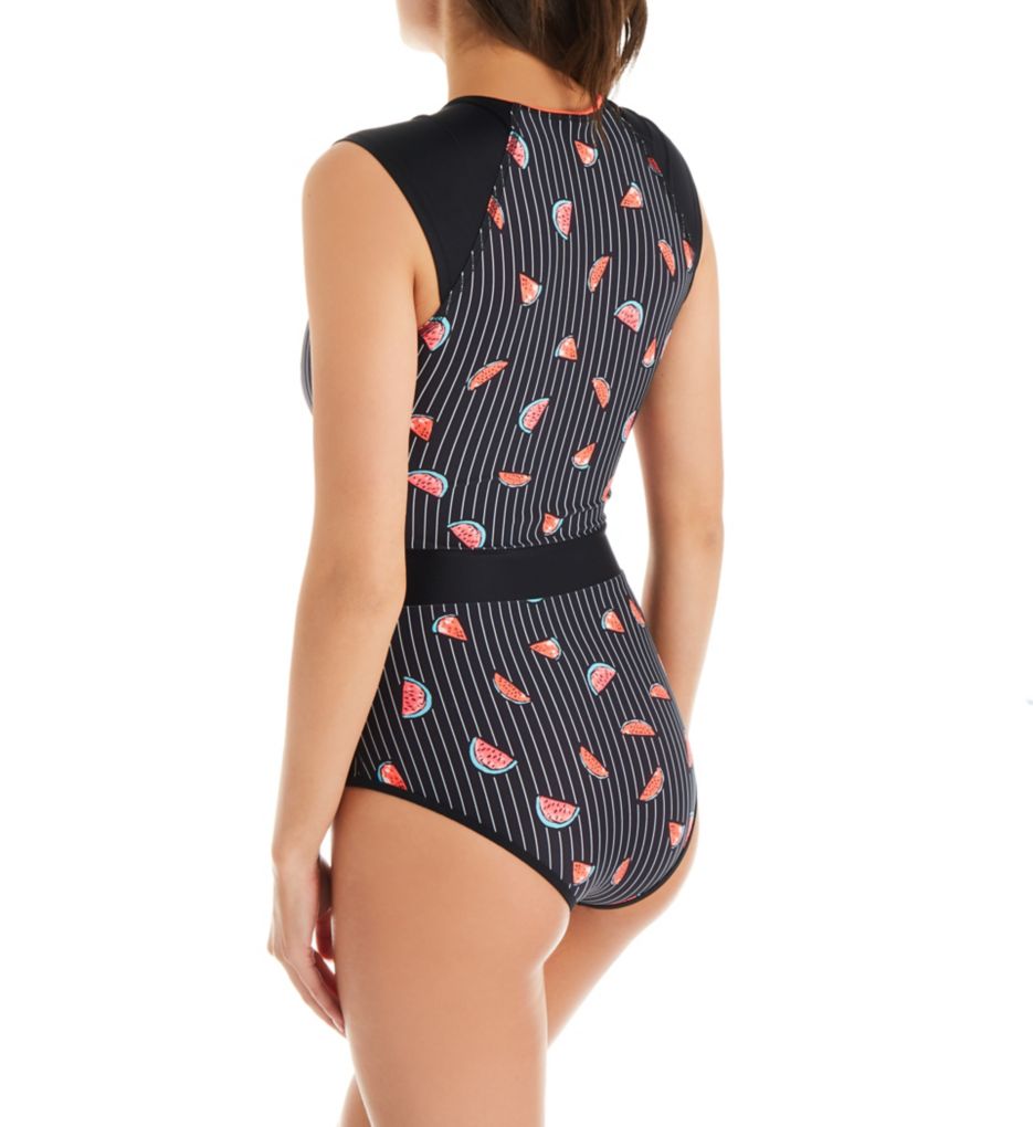 Essence Stand Up Zip Front One Piece Swimsuit