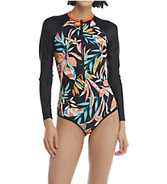 Los Cabos Long Sleeve Paddle One-Piece Swimsuit Black XS
