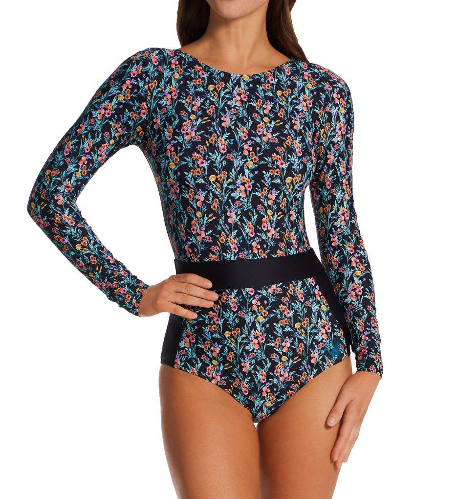 Body Glove Women's Abloom Wave Long Sleeve Paddle One-Piece Swimsuit | Size: XL | HerRoom.com
