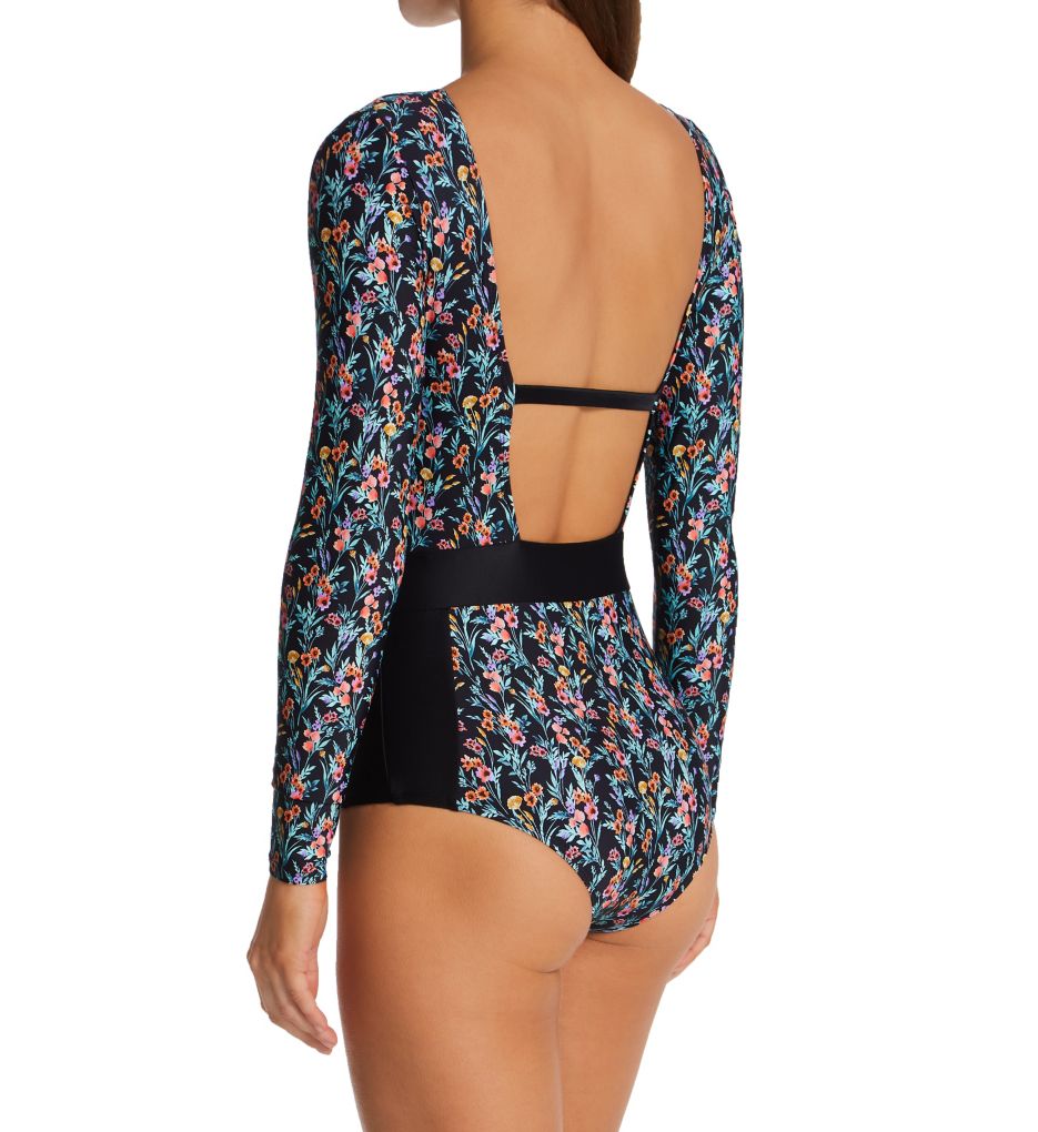 Abloom Wave Long Sleeve Paddle One-Piece Swimsuit-bs