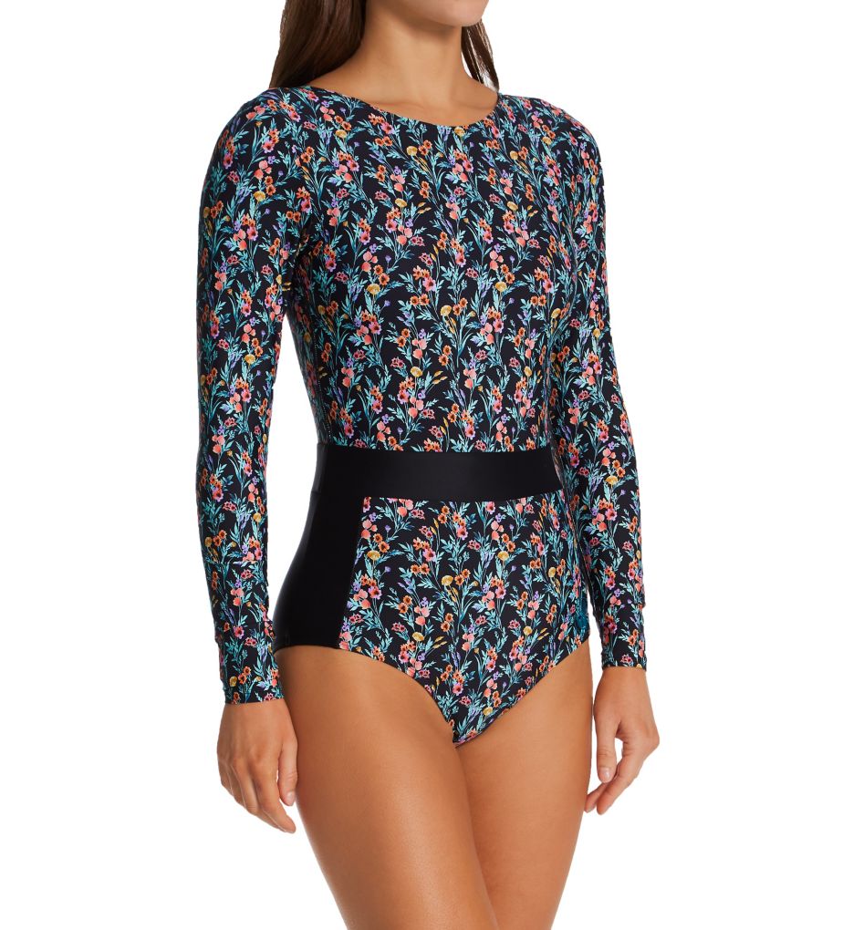 Abloom Wave Long Sleeve Paddle One-Piece Swimsuit-fs