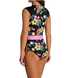 Tropical Island Stand Up Paddle One Piece Swimsuit Black XS