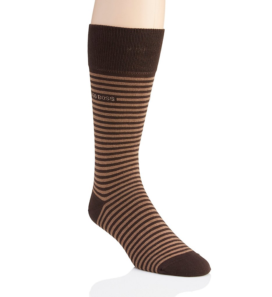 Boss Hugo Boss 0289887 Brian Stripe Combed Cotton Sock (Brown)