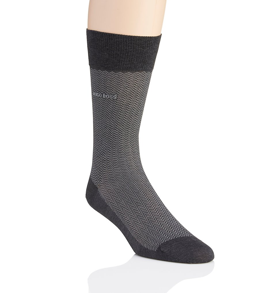 Boss Hugo Boss 0289897 Dave Herringbone Mercerized Cotton Sock (Charcoal)