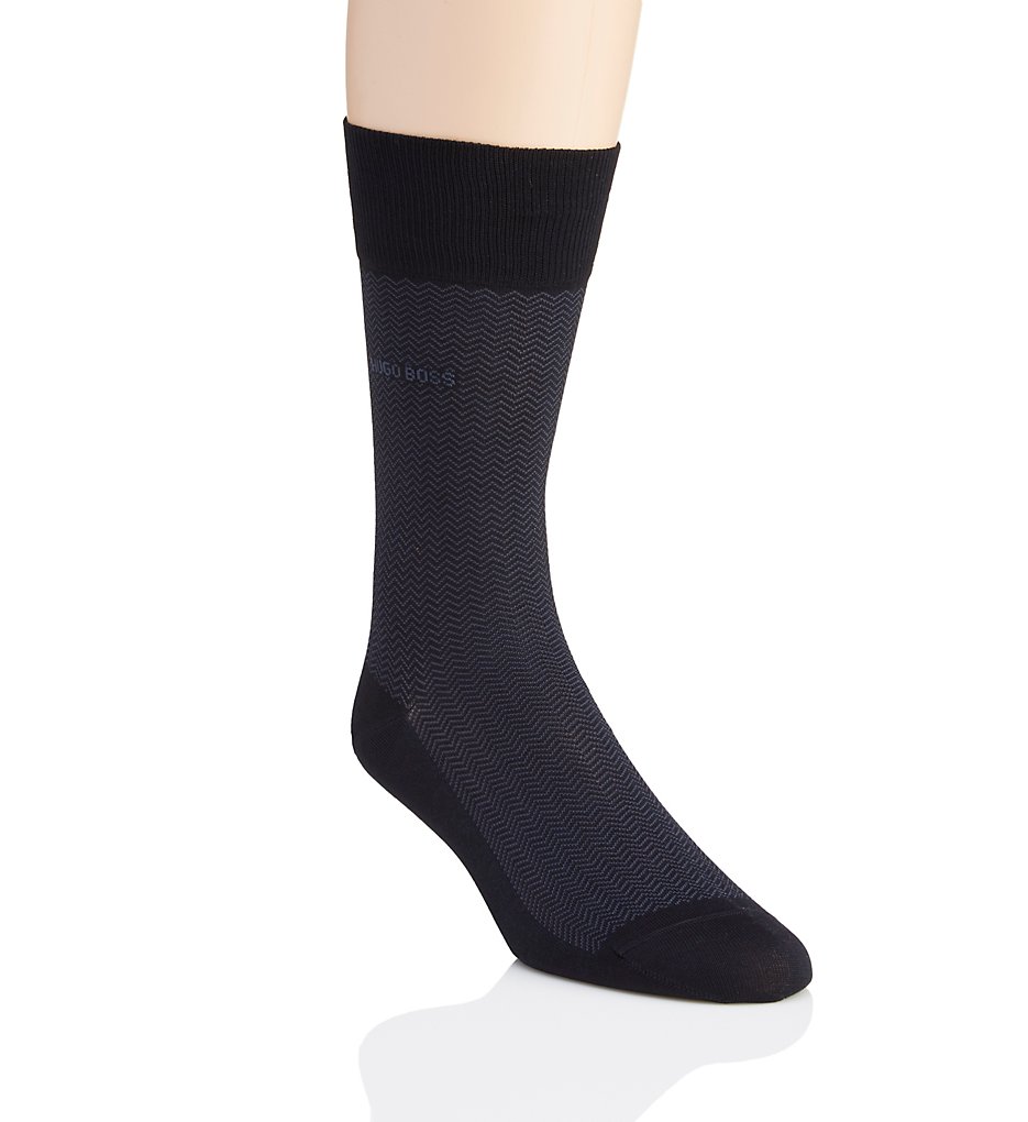 Boss Hugo Boss 0289897 Dave Herringbone Mercerized Cotton Sock (Navy)
