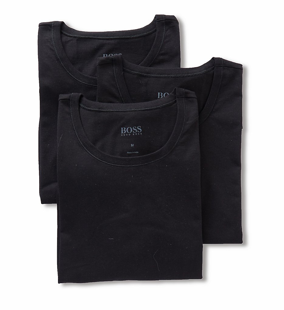 Boss Hugo Boss 0325385 Essential 100% Cotton Crew Neck T-Shirts - 3 Pack (Black)