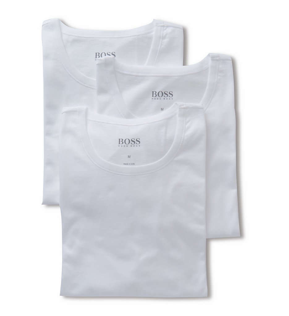 Boss Hugo Boss 0325385 Essential 100% Cotton Crew Neck T-Shirts - 3 Pack (White)
