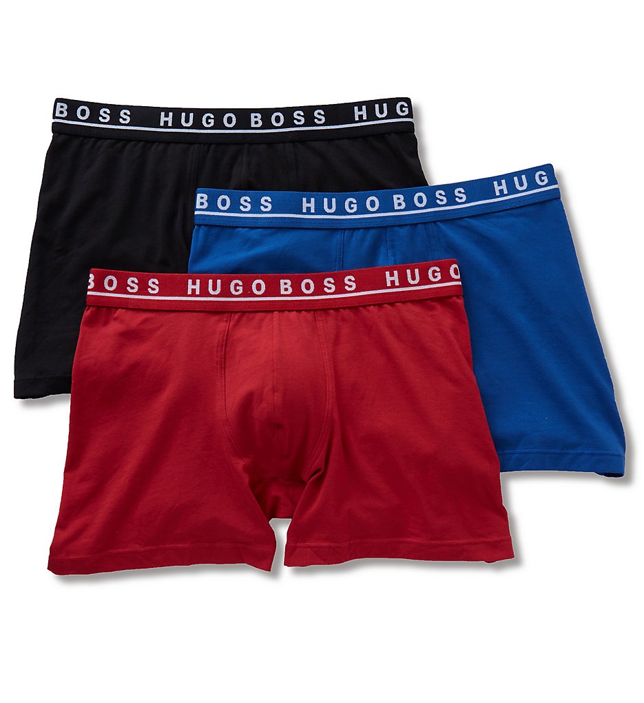 Boss Hugo Boss 0325404 Essential Cotton Stretch Boxer Briefs - 3 Pack (Red/Blue/Black)