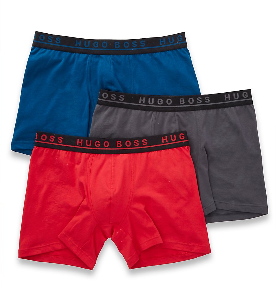 Boss Hugo Boss 0332508 Bodywear Cotton Stretch Boxer Briefs - 3 Pack (Blue/Green/Red)