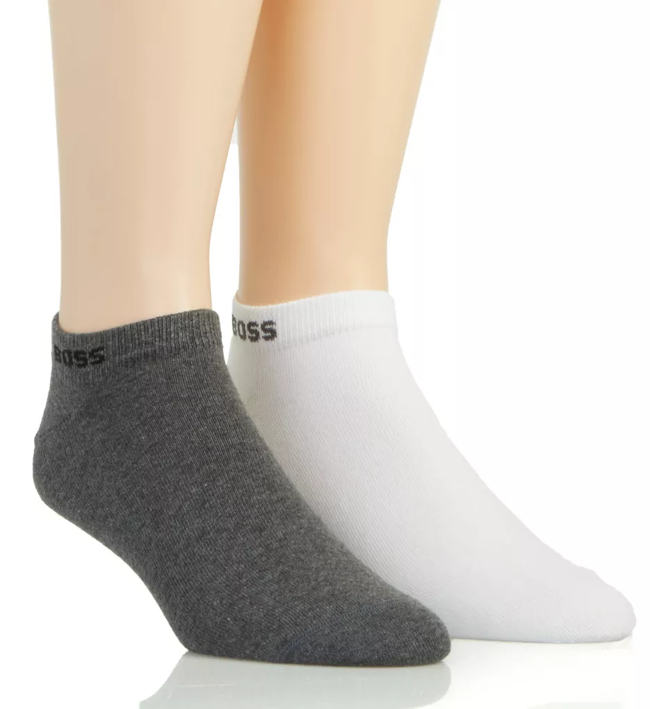 Cotton Blend Logo Low-Cut Socks - 2 Pack Medium Grey O/S