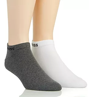 Cotton Blend Logo Low-Cut Socks - 2 Pack Medium Grey O/S