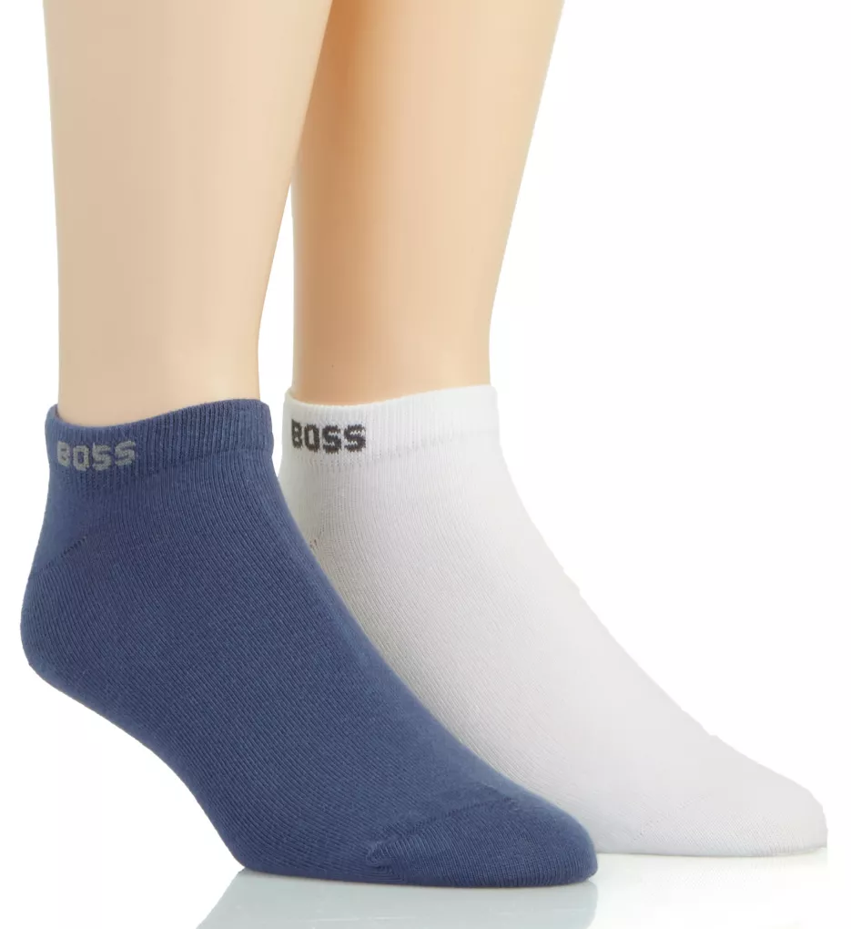 Cotton Blend Logo Low-Cut Socks - 2 Pack Navy O/S