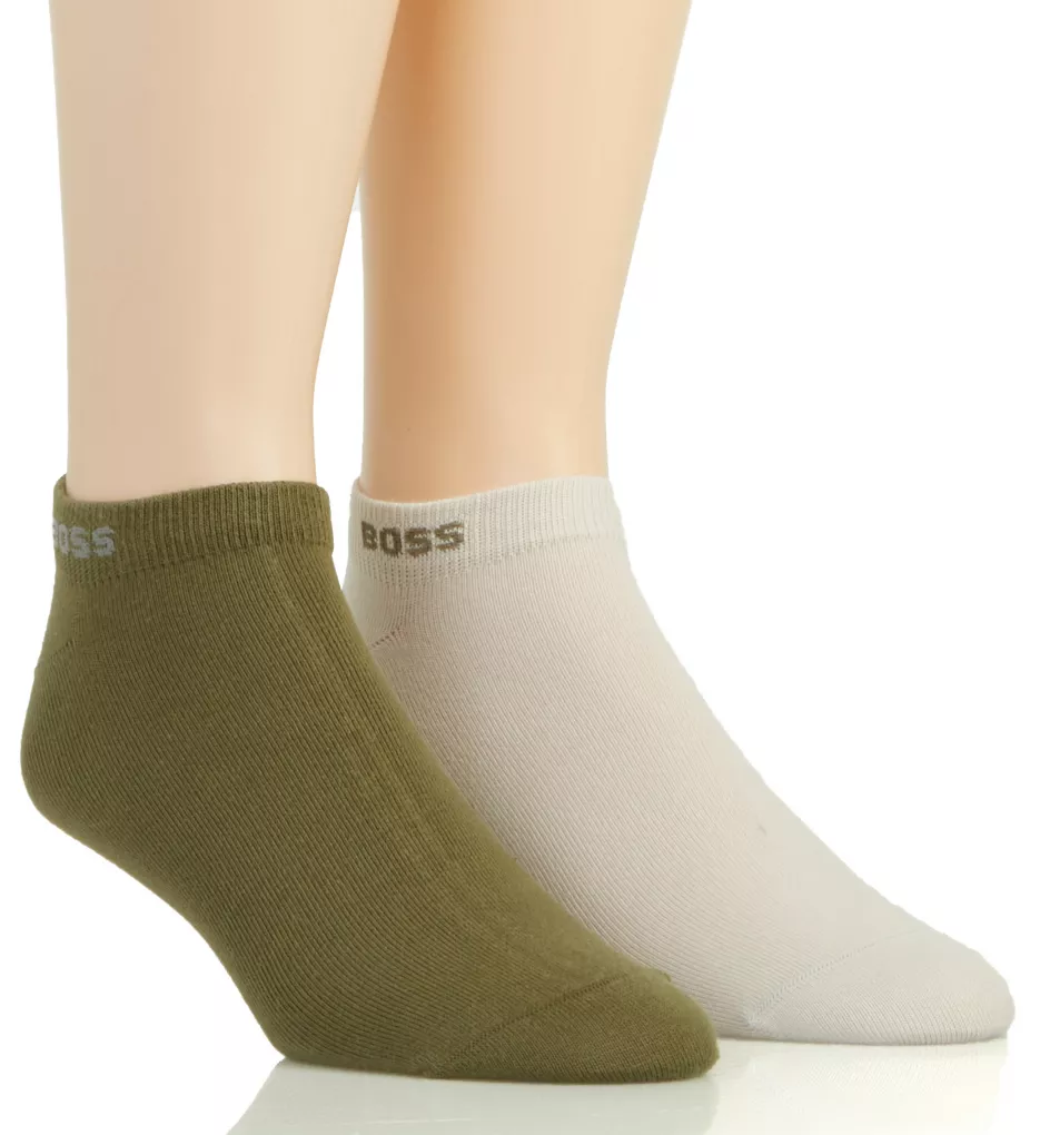 Cotton Blend Logo Low-Cut Socks - 2 Pack Open Green O/S