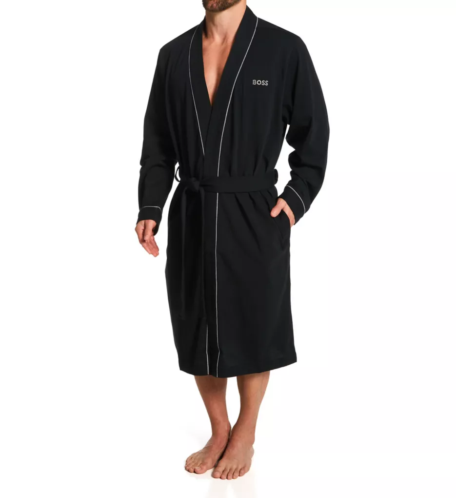 100% Cotton Kimono Robe BLK XL
