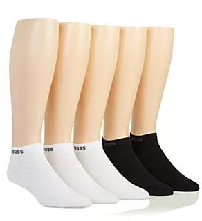 Cotton Blend Solid Logo Low-Cut Socks 5 - Pack White/Black O/S