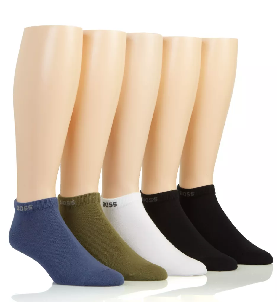 Cotton Blend Solid Logo Low-Cut Socks - 5 Pack