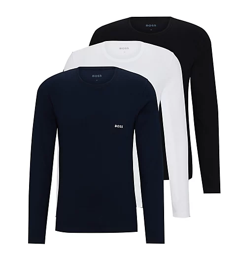 Boss Hugo Boss Classic 100% Cotton Long Sleeve T-Shirt - 3 Pack BKNVWH L 