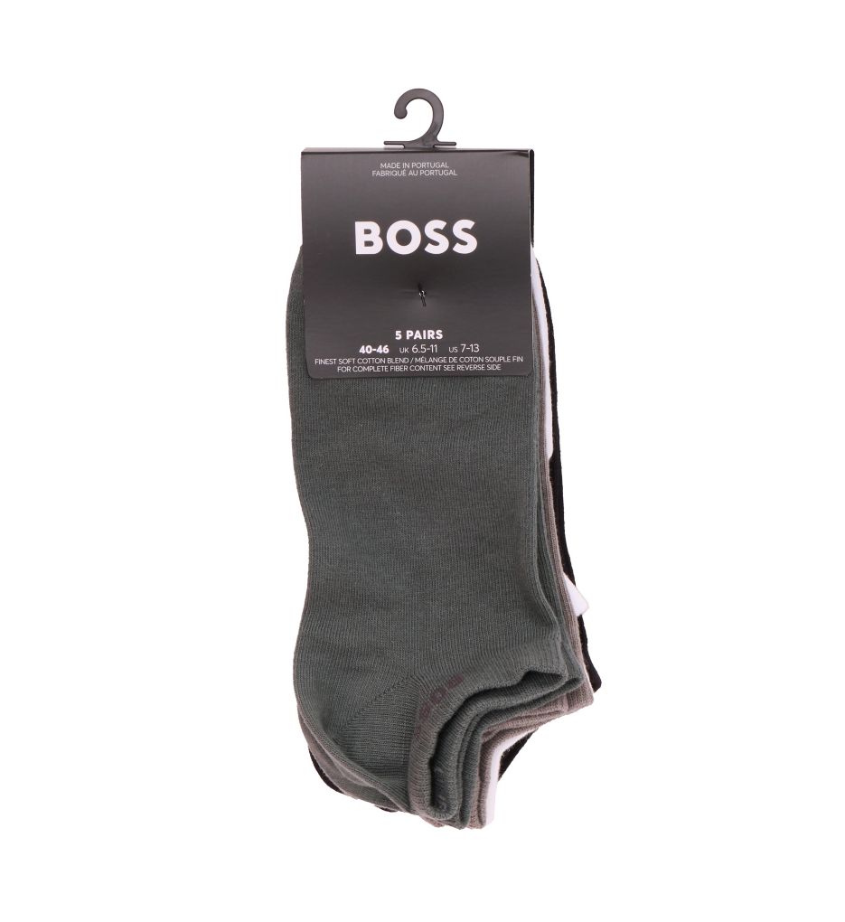 Boss Hugo Boss Low Cut Cotton Sock - 5 Pack Black/White/Grey/Green O/S  - Image 1