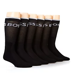 Cotton Blend Stripe Crew Sock - 6 Pack BLK O/S