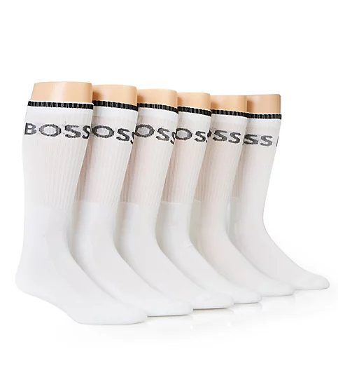 Boss Hugo Boss Cotton Blend Stripe Crew Sock - 6 Pack WHT O/S 