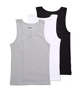 Classic Fit Ribbed Tank - 3 Pack White/Grey/Black XL