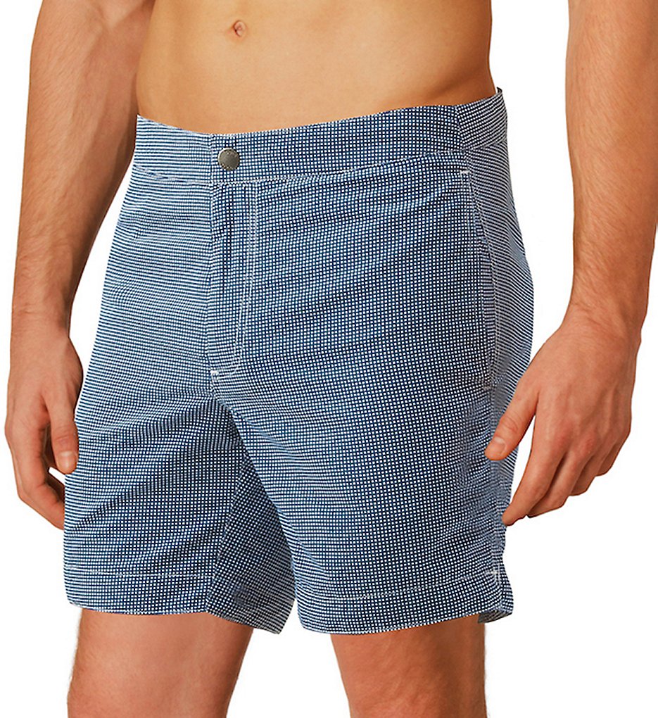 Boto 31413 Aruba Tailored Fit Microcheck 6.5 Inch Swim Trunk (Ash Blue)