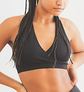 Hug Strappy Halter Sports Bralette Black S/M