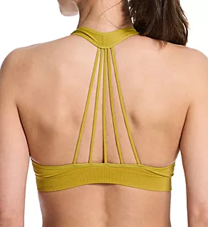 Hug Strappy Halter Sports Bralette Golden Olive S/M