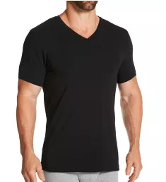 Organic Cotton Slim Fit V-Neck T-Shirt blk S