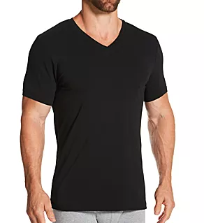 Organic Cotton Slim Fit V-Neck T-Shirt blk L