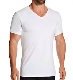 Organic Cotton Slim Fit V-Neck T-Shirt wht S