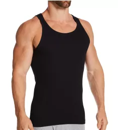 Ribbed Organic Cotton Stretch Slim Fit Tank BLK L