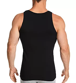 Ribbed Organic Cotton Stretch Slim Fit Tank Black XL