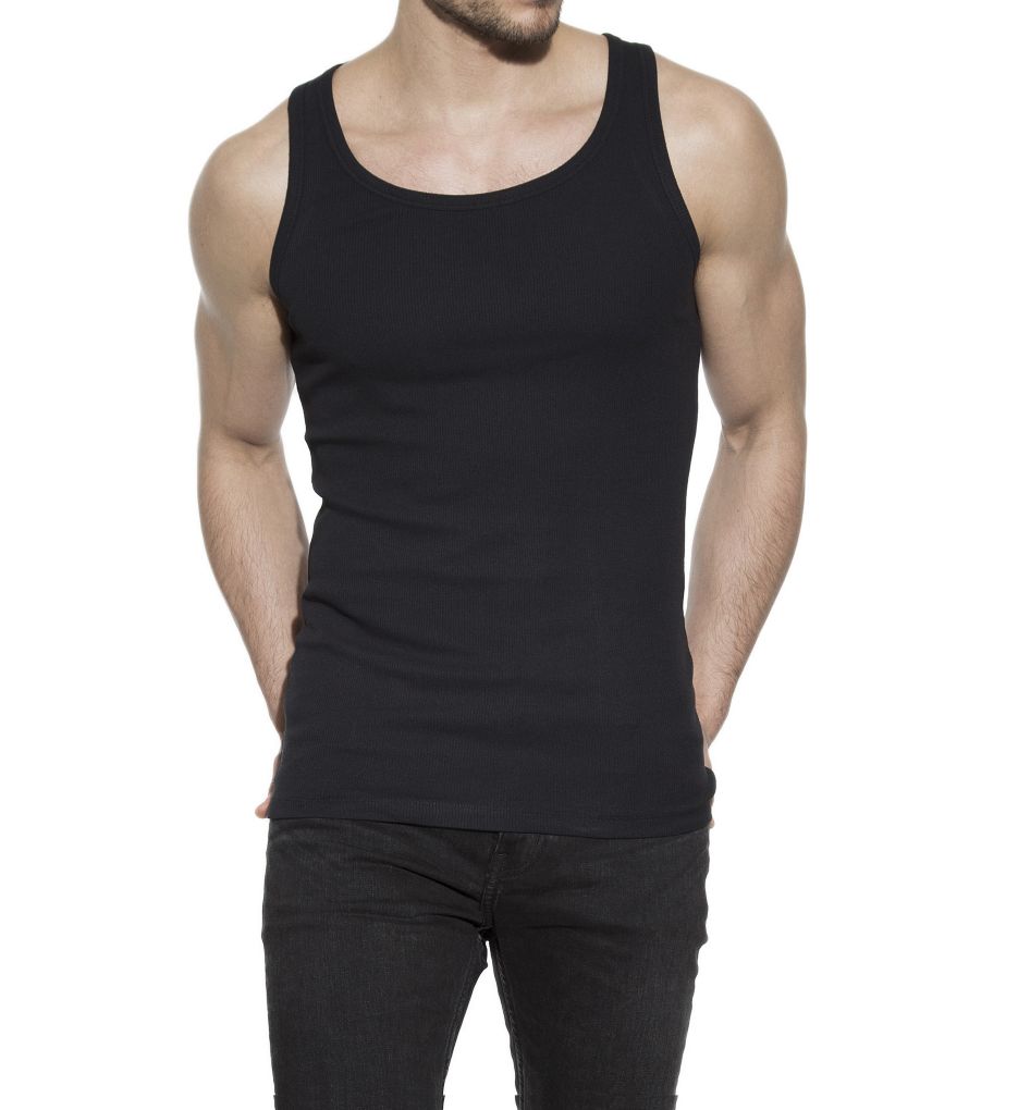 Ribbed Organic Cotton Stretch Slim Fit Tank-cs1