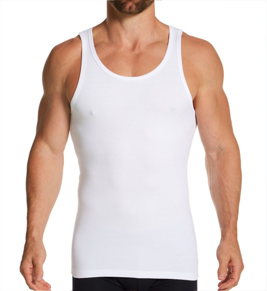 Ribbed Organic Cotton Stretch Slim Fit Tank-fs