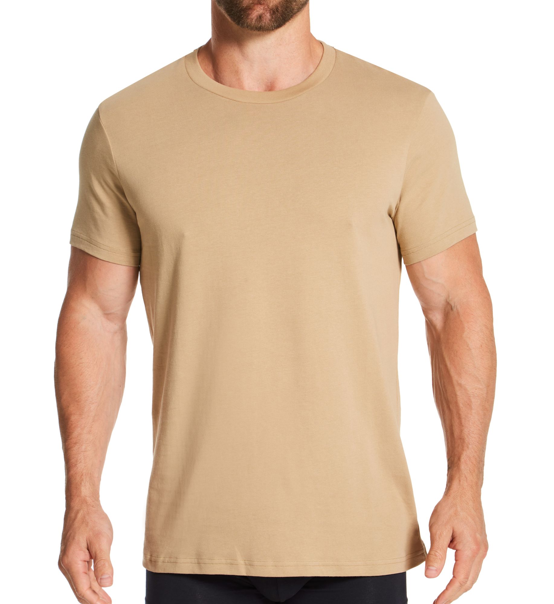 Bread and Boxers Organic Cotton Crew Neck T-Shirt Khaki L  - Image 1