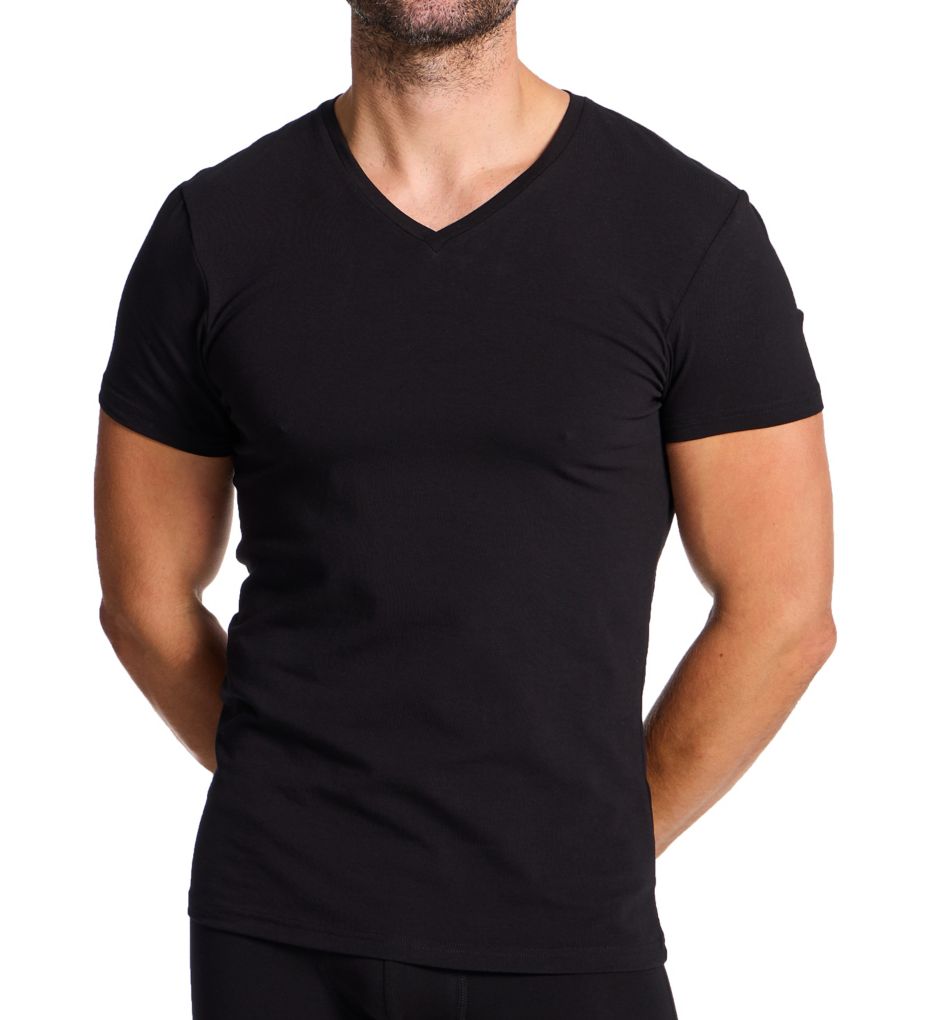 Bread and Boxers Organic Cotton Stretch V-Neck T-Shirt - 2 Pack 122 - Image 1
