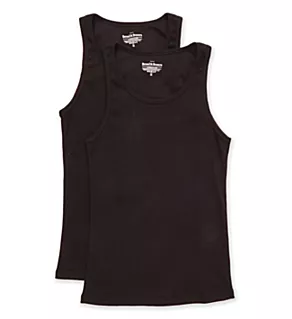 Organic Cotton Stretch Ribbed Tank - 2 Pack Black 2XL