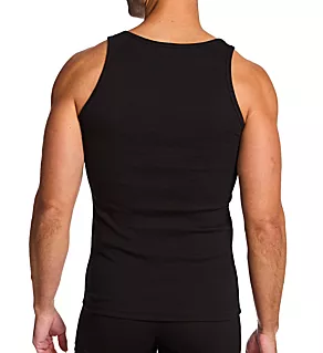 Organic Cotton Stretch Ribbed Tank - 2 Pack Black 2XL