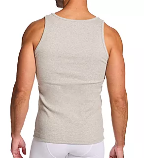 Organic Cotton Stretch Ribbed Tank - 2 Pack Grey Melange 2XL