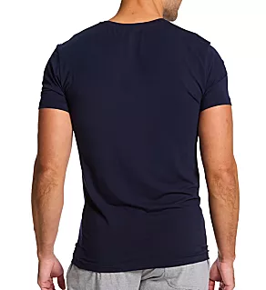 Tencel Slim Fit Crew Neck T-Shirt Navy Blue L
