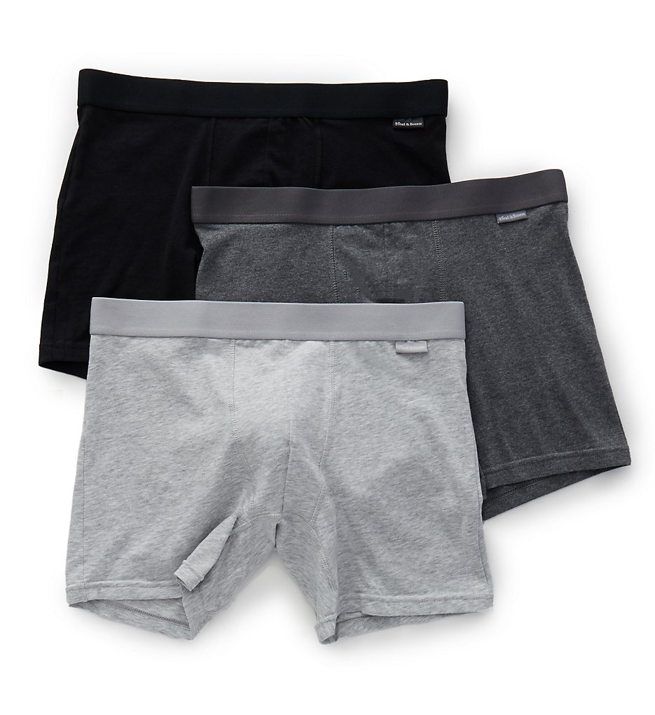 Bread and Boxers BBUUS206 Men's Cotton Boxer Briefs - 3 Pack (Black/Grey)