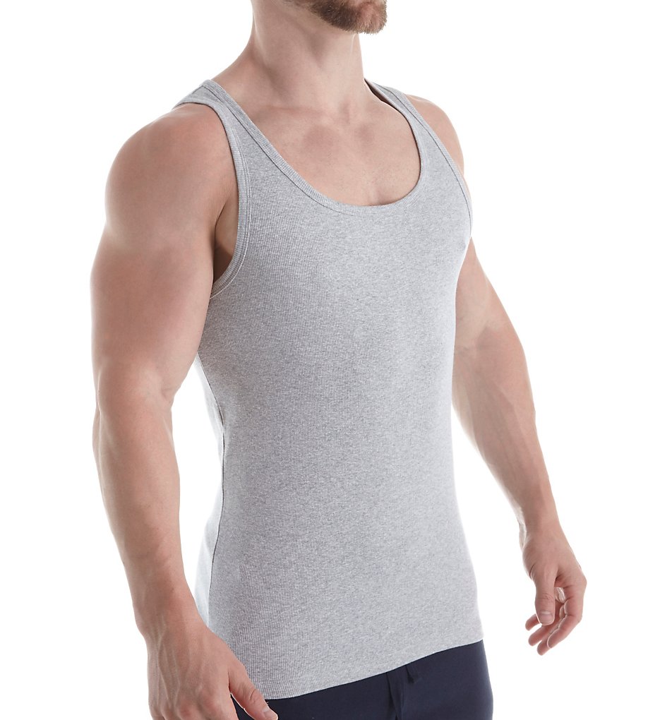Bread and Boxers BNBUS105 Ribbed Organic Slim Fit Tank (Grey Melange)