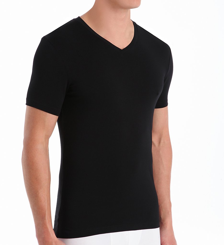 Bread and Boxers BNBUS107 V-Neck Cotton Blend T-Shirt (Black)